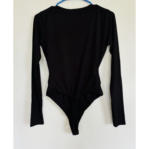 NWT Naked Wardrobe Cut the Butter Bodysuit Size M Black Long Sleeve Cut-Out - Picture 5 of 8
